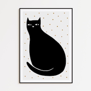 Gato negro art print, depeapa ilustración - GATO -
