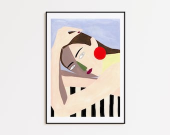 Ilustración mujer, Depeapa art print, decoración hogar - MUJER TUMBADA -