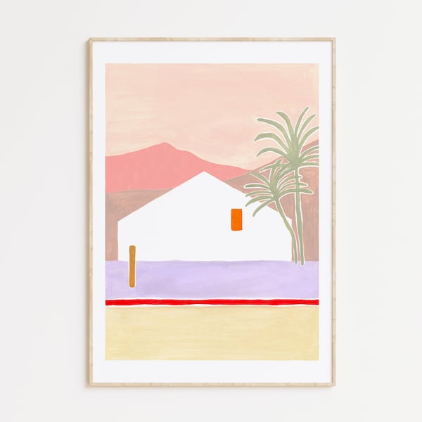 Wall art home decor, house art print, Depeapa illustration  - Landscape II -