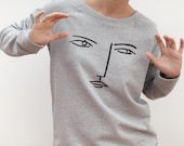 Face - Grey organic sweatshirt by Depeapa