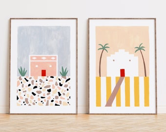 Set de dos Ilustraciones, giclee prints, terrazo, depeapa prints - CASAS PORTUGUESAS -