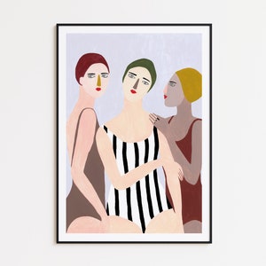 Nadadoras ilustración, Ilustración mujeres, Depeapa art print - NADADORAS -