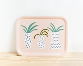 Tablett, Depeapa, Servierschale, Memphis Milano, Illustration, Kaktus und Pflanzen, geometrische Vasen - VASES TRAY -