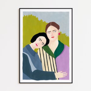 Wall decor art print, hug art print, women illustration, depeapa print HUG image 1