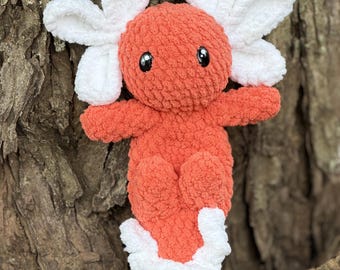 Hand Crocheted Axolotl Plush Toy: 9" Tall, Adorable Pet Lover Gift