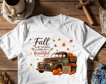 Sublimatieontwerp voor een vrachtwagen met herfstthema | Herfstbladeren, pompoenen (digitale download)