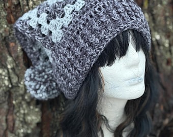 Handmade Crochet Jester Hat | Slouchy Medieval Hood, Gothic Fantasy Beanie