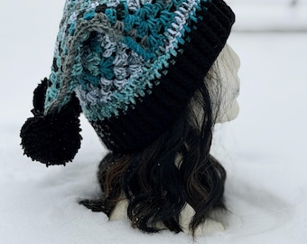 Handmade Crochet Jester Hat | Slouchy Medieval Hood, Gothic Fantasy Beanie