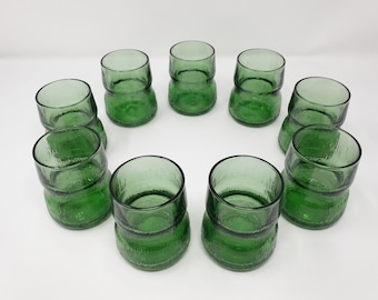 Amaro Averna - Coffret de 9 verres vintage vert émeraude
