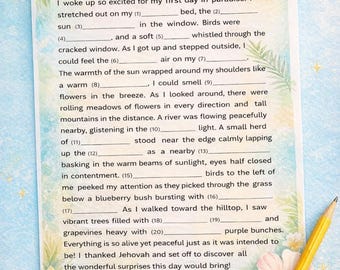 Mad Lib Game, My First Day in Paradise, Family Fun (Printable)