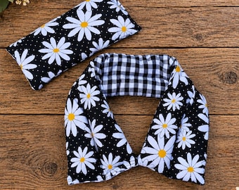Contouring Neck Wrap and Eye Pillow Daisy Gift Set | Microwavable Wellness Compress | Relaxation and Muscle Tension
