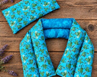 Contouring Neck Wrap and Eye Pillow Gift Set | Microwavable Wellness Compress | Relaxation and Muscle Tension
