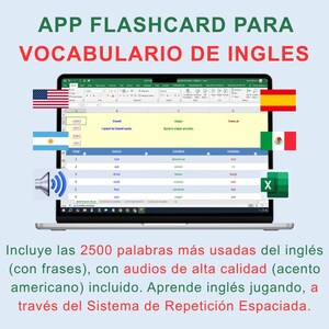Inglés para Fluidez | 2500 Palabras con Oraciones y Audio | Traducción | Flashcards Excel