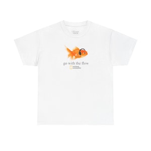Go With The Flow Goldfish Shirt, Vintage Nature Magazine Aesthetic Tee, Streetwear Graphic T-Shirt, 90s Style Graphic Tee, retro image 4