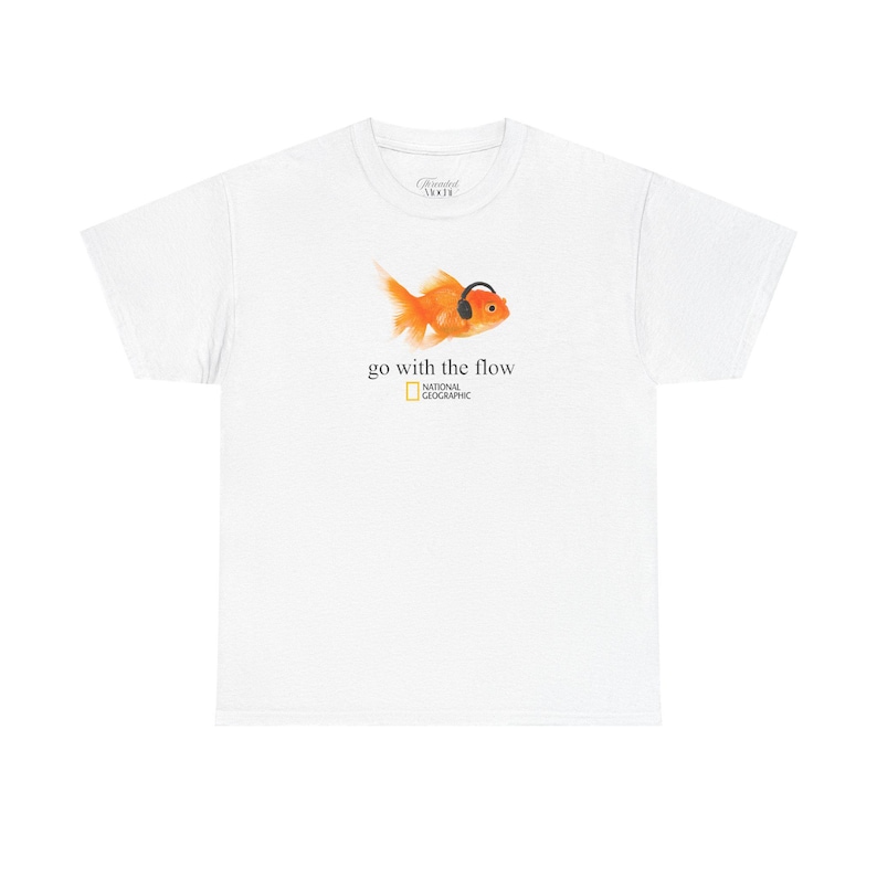 Go With The Flow Goldfish Shirt, Vintage Nature Magazine Aesthetic Tee, Streetwear Graphic T-Shirt, 90s Style Graphic Tee, retro image 4