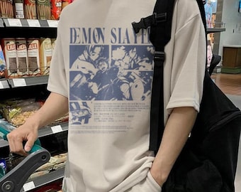 Demon Slayer Inspired Vintage Anime Shirt, Manga Panel Streetwear Tee