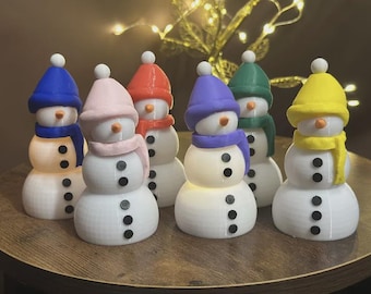 Pupazzo di neve decorativo con lumino a LED stampato in 3D