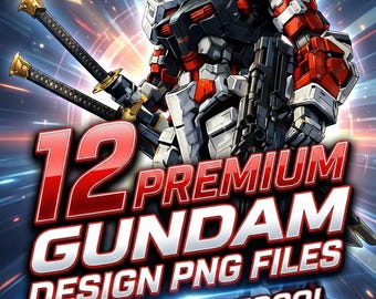 Gundam T-Shirt Designs | 12 PNG Files (Digital Download)
