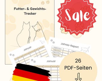 Digitaler Futter- & Gewichts-Tracker für Katzen | PDF Printable | Katzen Gewichtskontrolle