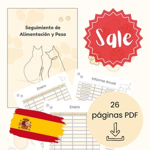 Control de Peso Gato Digital | Seguidor de Comida PDF Imprimible | Rastreador Salud Felina