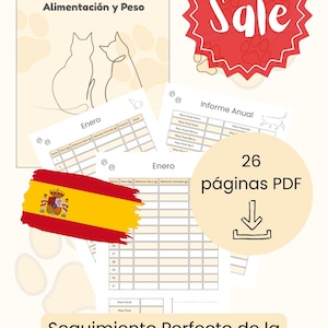 Control de Peso Gato Digital | Seguidor de Comida PDF Imprimible | Rastreador Salud Felina
