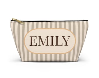 Individuell gestaltbare Accessoire-Tasche mit Streifen | Personalisierbarer Name