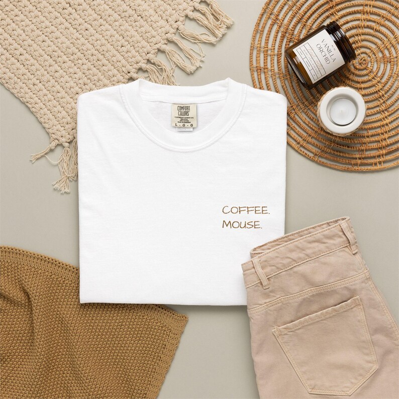 Coffee Mouse Chest Logo T-shirt | Minimal Coffee Typography