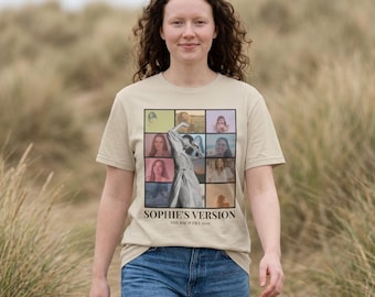 Camiseta con estampado de collage de retratos / Camiseta retro con cuadrícula fotográfica