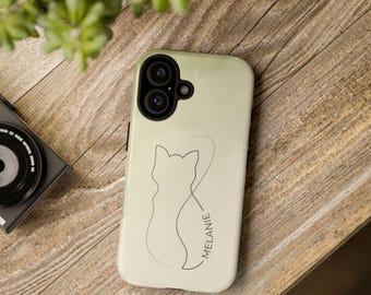 Minimalistische Handyhülle mit Katzenmotiv | Personalisierbar