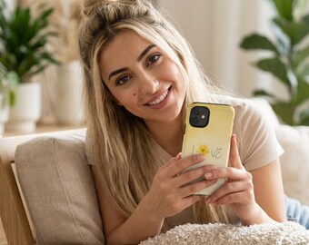 Funda para teléfono Daisy Love / Funda resistente para teléfono con estampado floral amarillo