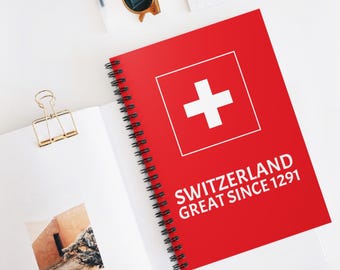 Cuaderno de espiral con cruz de la bandera de Suiza / Cuaderno rayado