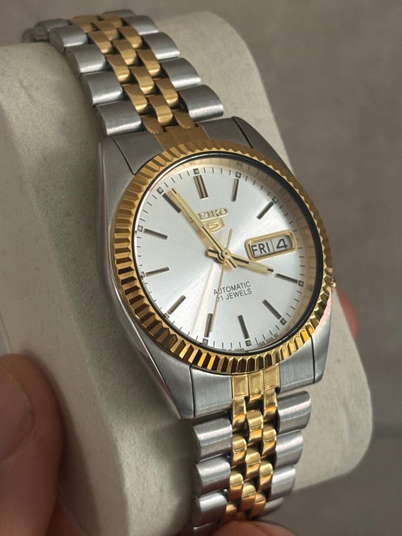 Seiko 5 SNXJ90 7S26 Automatic Watch 21 Jewels Two Tone American
