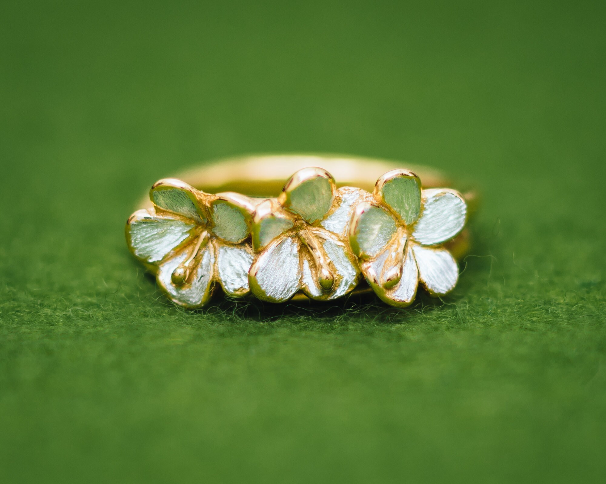 Okinawan Hibiscus Flower Ring - Japanese Design - Gold and Silver
