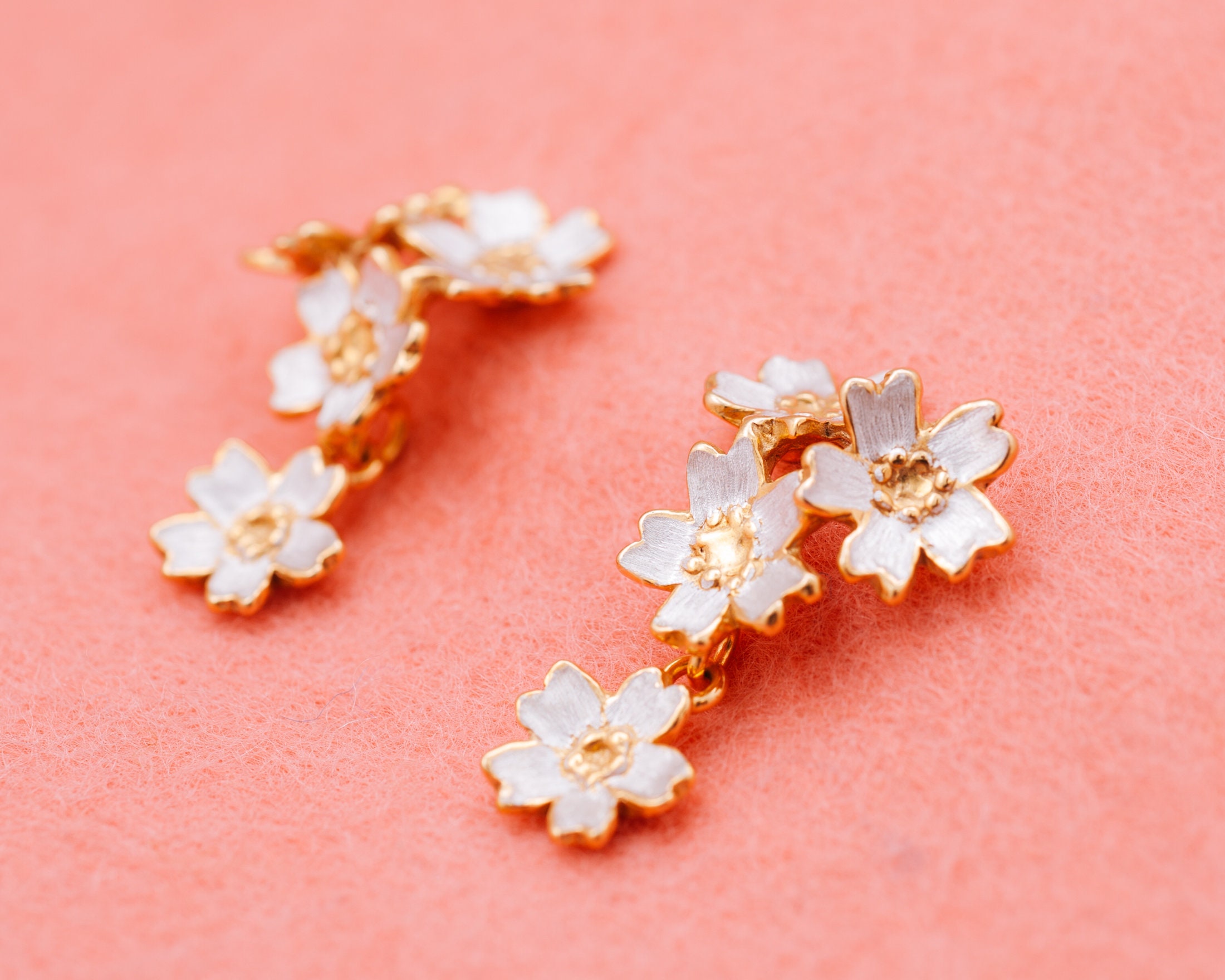 Japanese Jewelry Sakura Earrings Cherry Blossom Flowers 