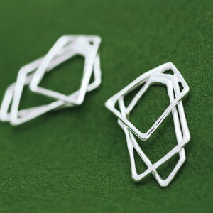 Geometric earrings - clip earrings - Silver earrings - Contemporary earrings - Allergy free -