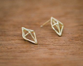 18k - geometric earrings - contemporary - Japanese - hypoallergenic - pierce - gift for her - jungle gym - ethical gold - sustainable gold