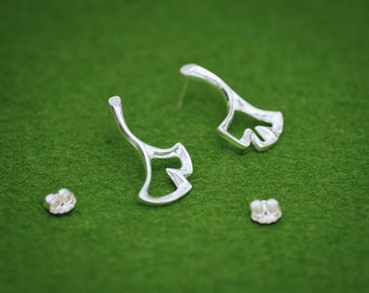 Gingko earrings - allergy free - gift for her - christmas gift - Fall jewelry - gingko outline - ginkgo earrings - Made in Japan