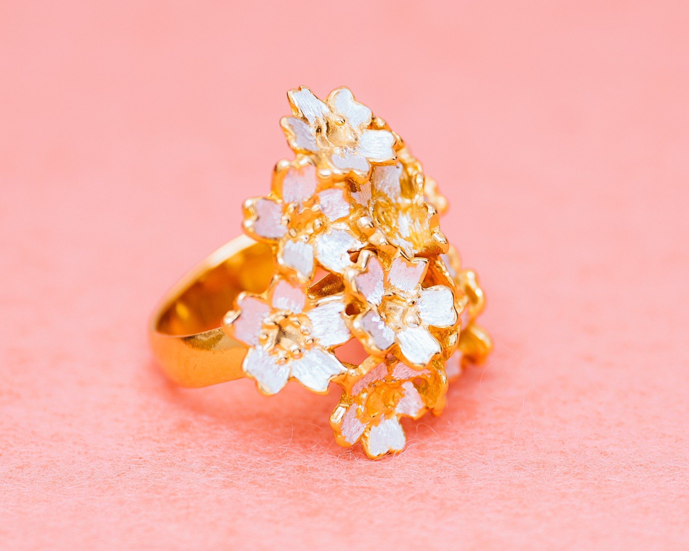 925 Argento Donna Romantico, Argento Sakura Fiore Anello Regolabile