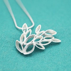 School of Fish - Silver pendant head necklace - Japanese abstract design - Nature motif -  Anniversary gift