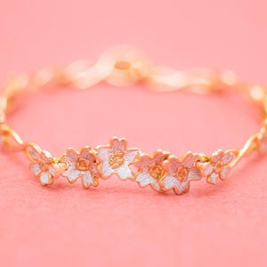 日本のジュエリー - 桜ブレスレット - 桜の花 - シルバーゴールドの組み合わせ -