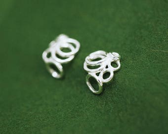 Champagne earrings - champagne bubbles - hypoallergenic - round earrings - organic design - post earrings - texture finish -