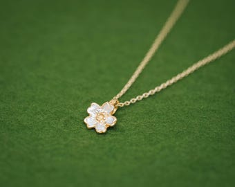 SAKURA　　ゴールドアクセサリー S Sakura Necklace 10K Pink Gold with Stones, Single Sakura [S-Ts1