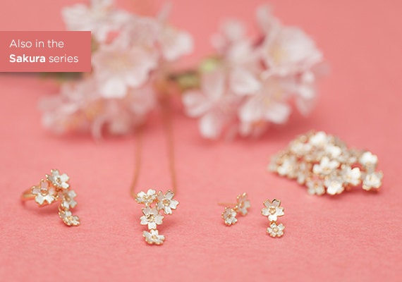 Japanese Sakura Pierce - Single Flower Earrings- Gold Silver