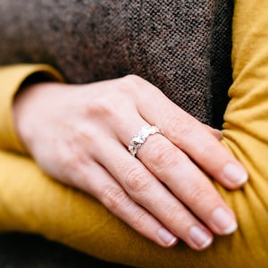 Four leaf clover ring Silver three and four leaf clovers Japanese subtle design non-allergenic silver or gold vermeil image 3