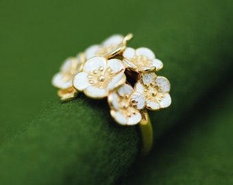 Fleur de prunier du Japon - Bague de taille réglable - Fleur de prunier - Fleur du Japon - Fleur du Japon - hypoallergénique - Cadeau pour la fête des mères