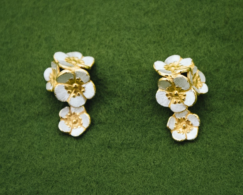 Japanese Plum Blossom Earrings Dangle Earrings Ume Flower Etsy