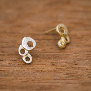 18k earrings - modern earrings - Japanese - hypoallergenic - pierce - gift for her - ethical gold - sustainable gold earrings - bubbles