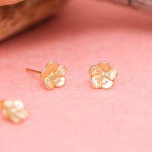 18K or Platinum Ume Plum Blossom earrings - flower earrings - allergy free -  solid gold earrings - ethical gold - plum blossom jewelry