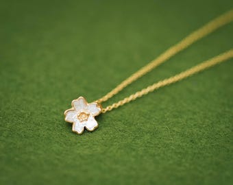 Platinum and Gold Sakura Pendant - Cherry Blossom - Japanese