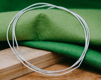 Unique dress necklace - Japanese silver - Simple long necklace - Fluid design necklace - toggle clasp - kunekune